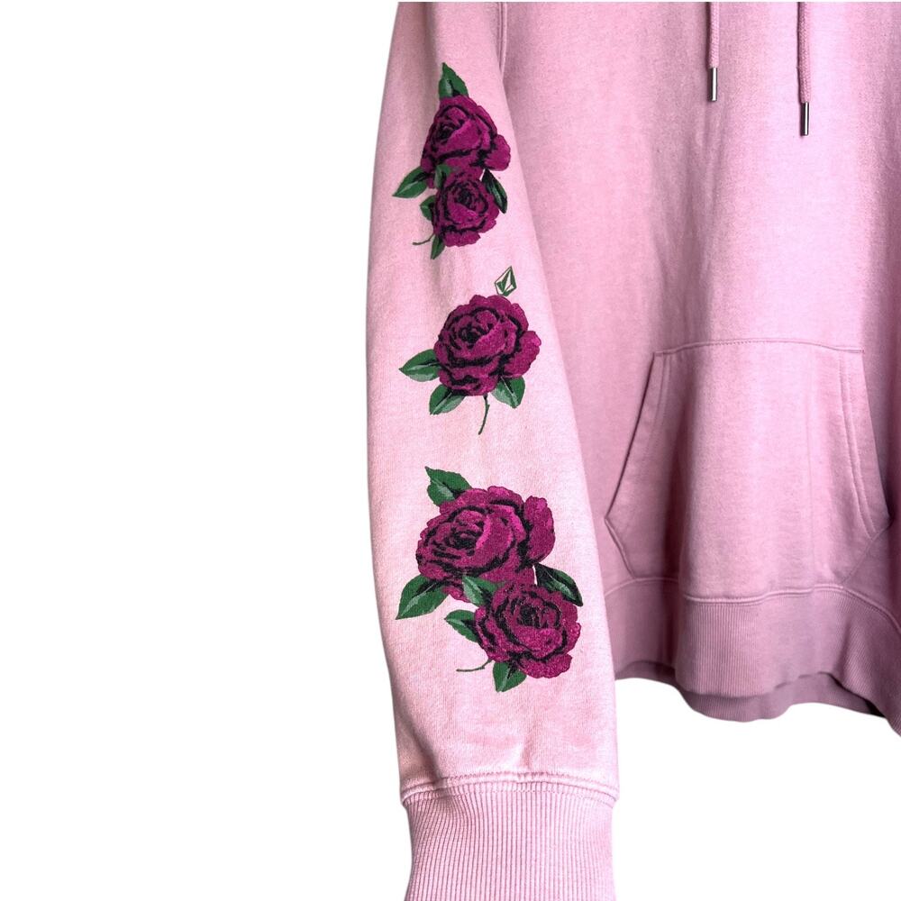 Volcom Pullover Hoodie In Mauve With Burgundy Flo… - image 5